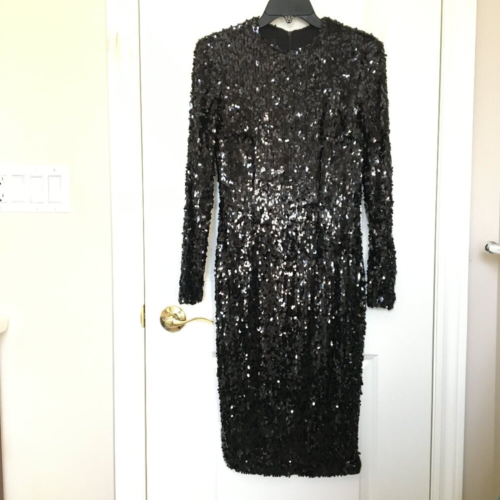 Black sequin sheath dress, US 6